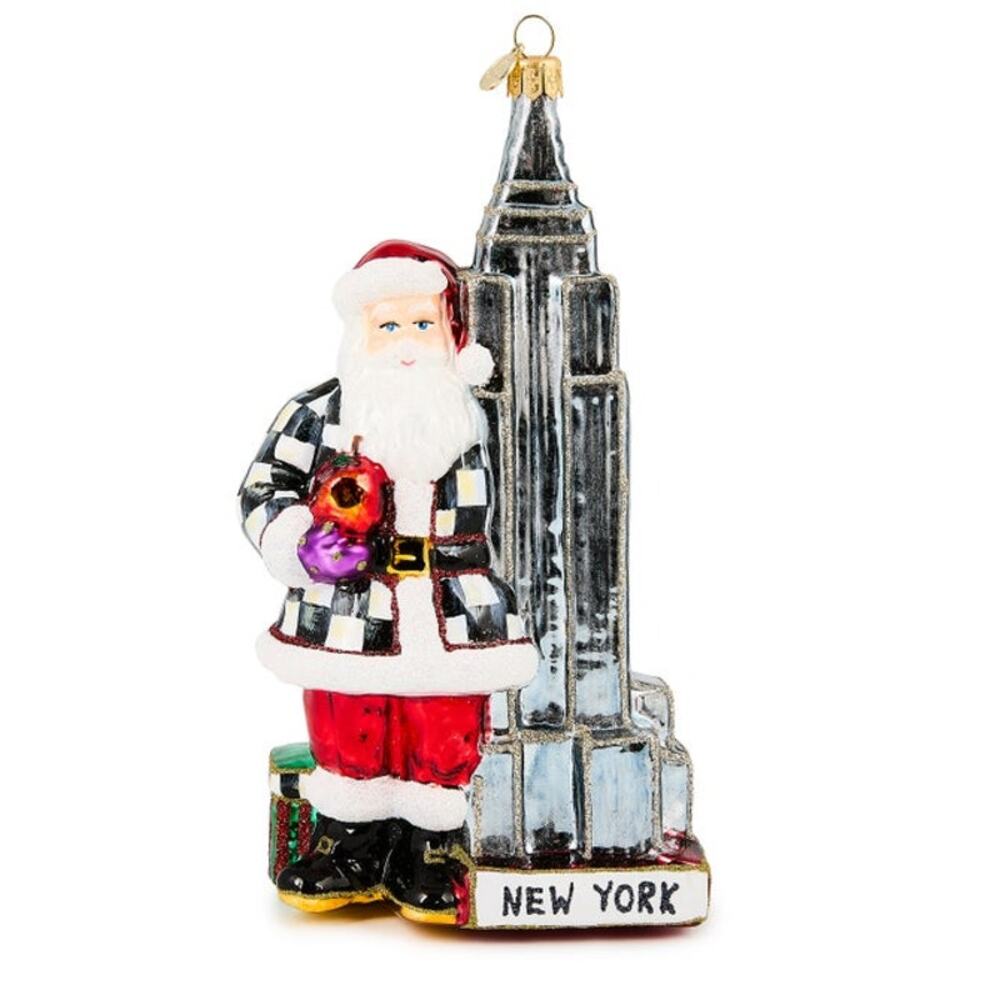 NEW Mackenzie-Childs Empire State Building Glass Ornament 7in Christmas Decor